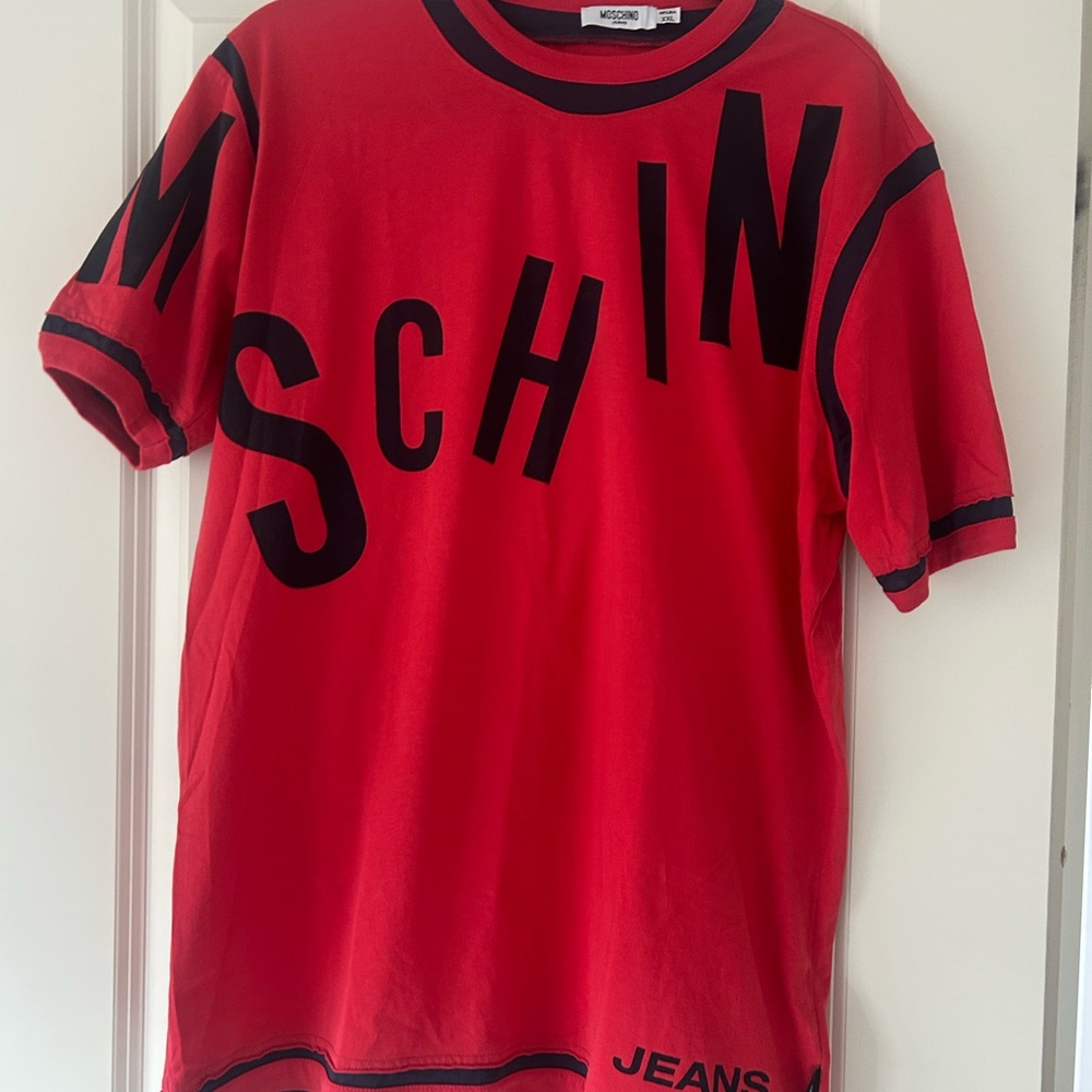 Moschino Red T-Shirt with Black Lettering, XXL